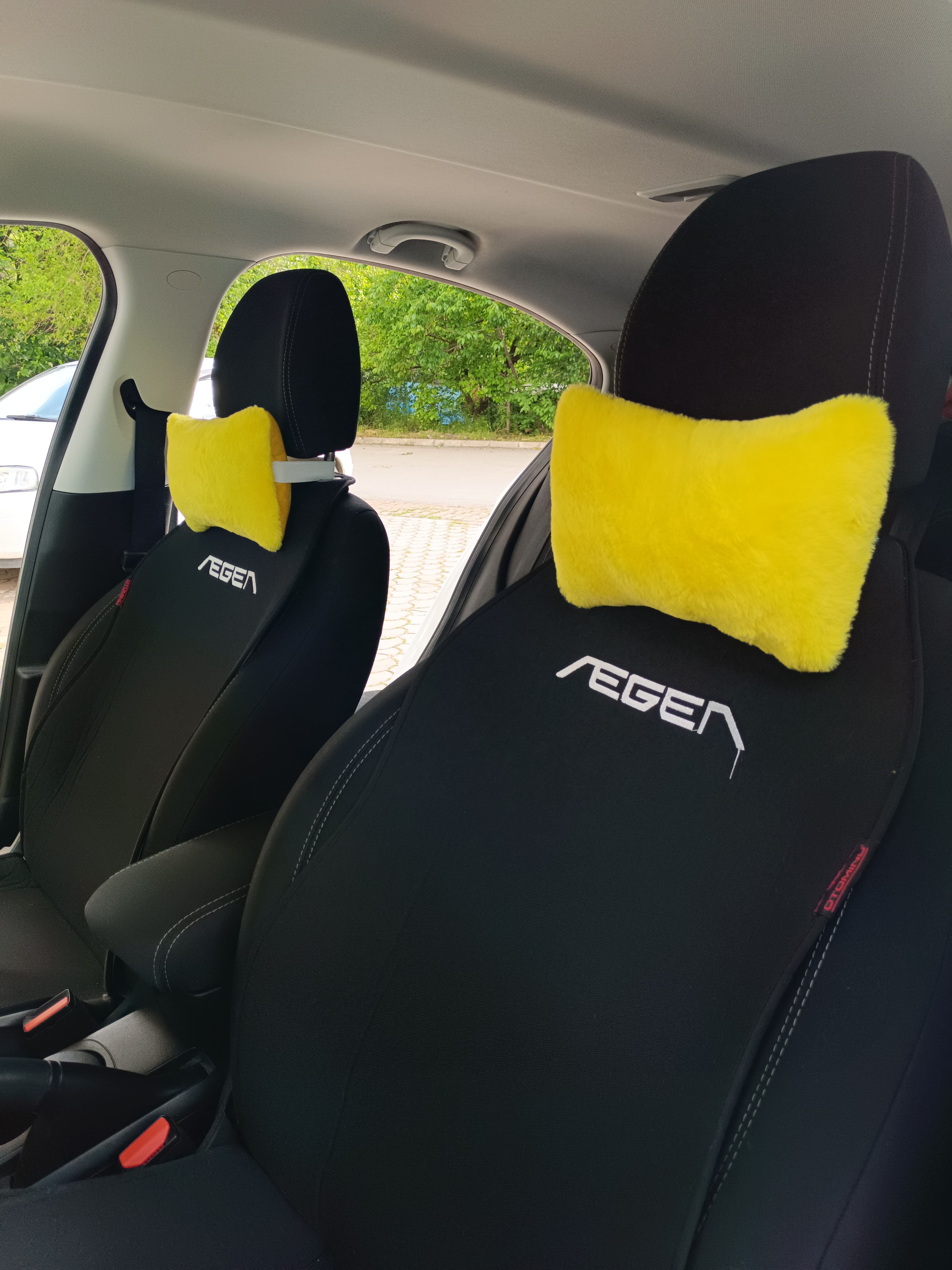 Yumuşak Peluşlu Ortopedik Araba Seyahat Boyun Yastığı 2'li Sarı