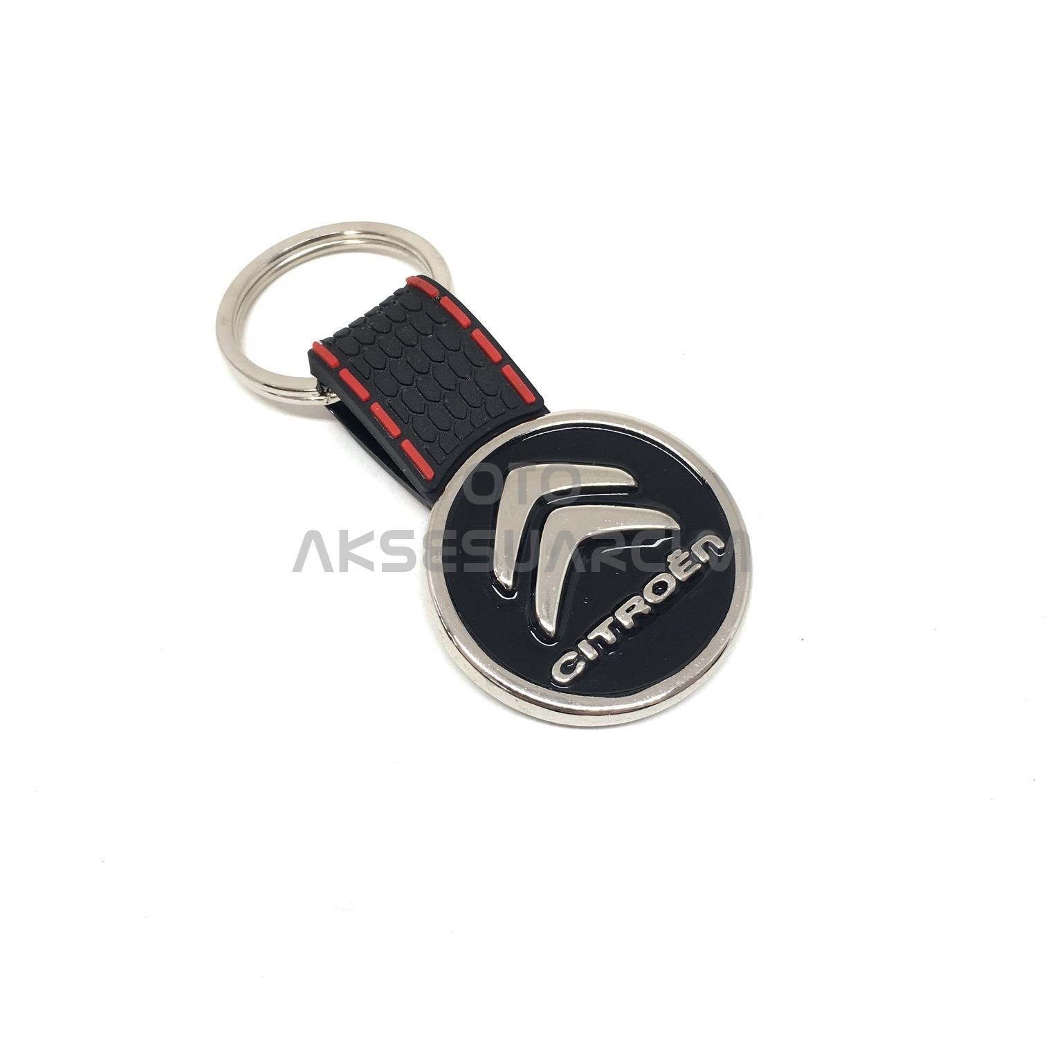 Citroen Silikon Luxury Metal Oto Anahtarlık Siyah