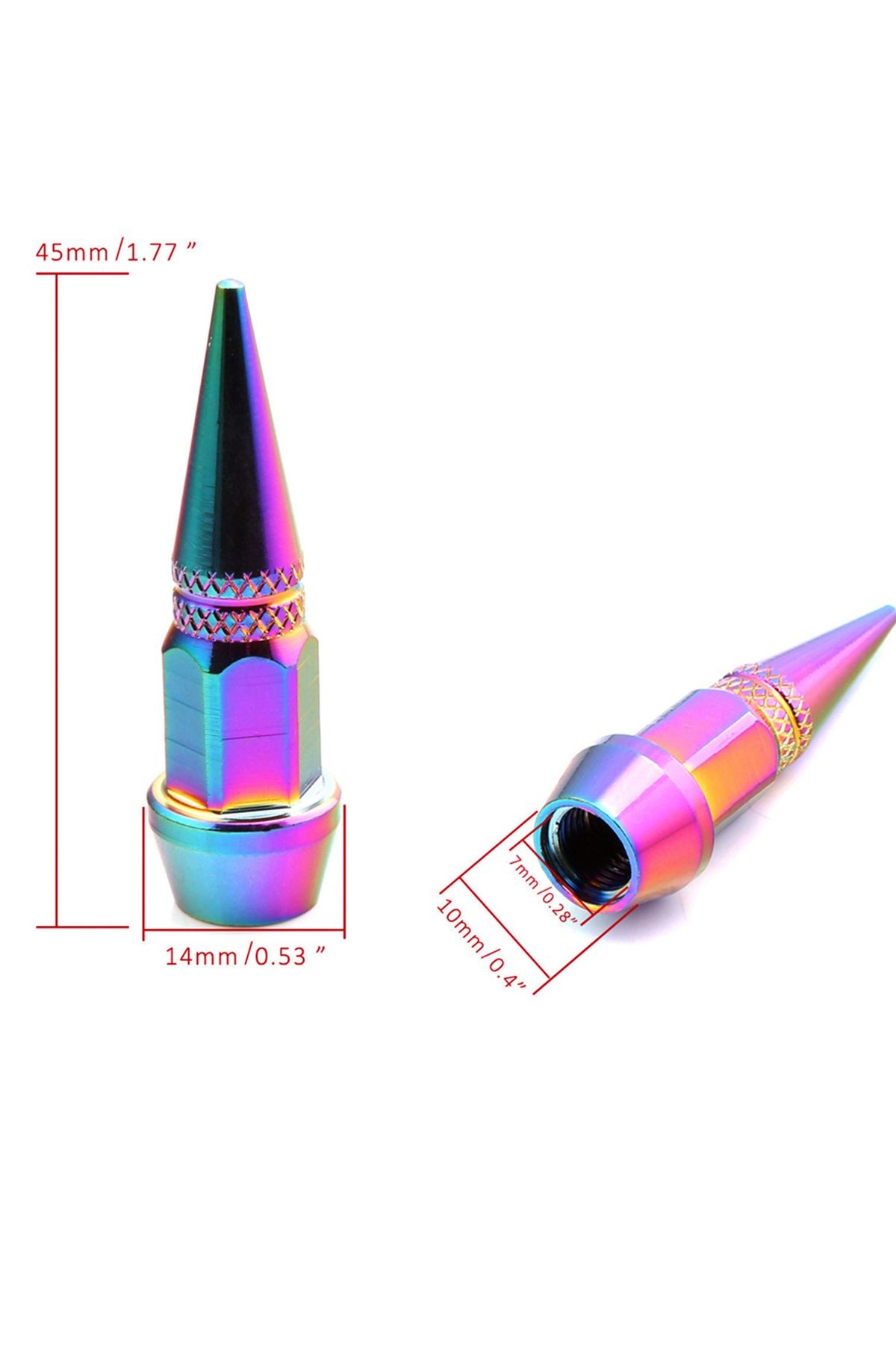 Alüminyum Sivri Sibop Kapağı Bukalemun Colormatic Sibob Kapağı 45mm 4'lü Set