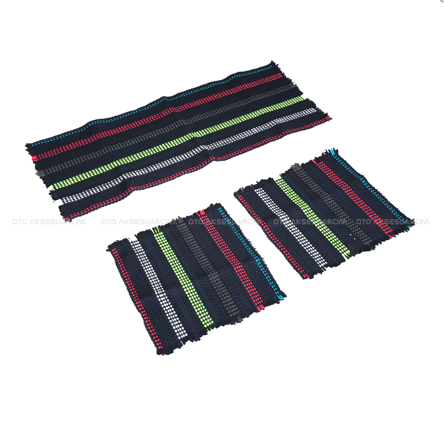 Kilim Oto Koltuk Kılıfı Serme Minder Seti 3'lü Karışık Renkli