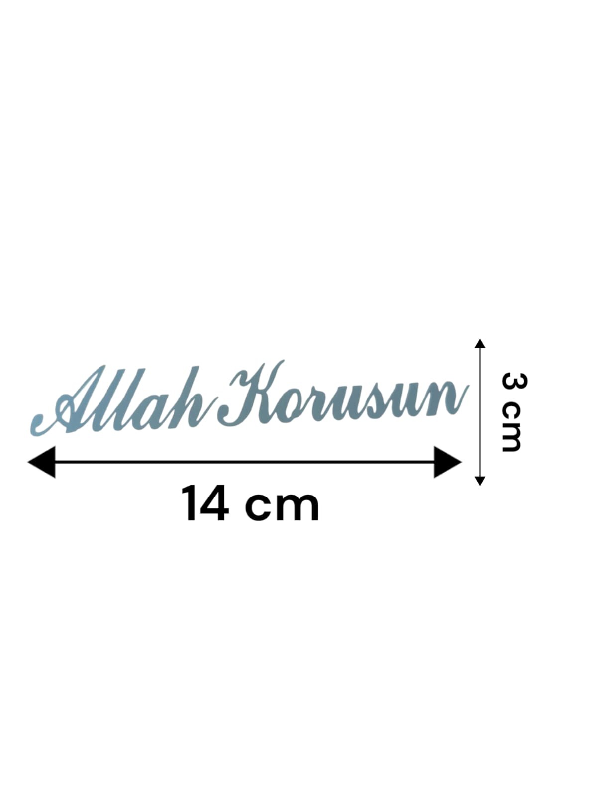 Allah Korusun Yazılı Oto Sticker Gri 14x3cm