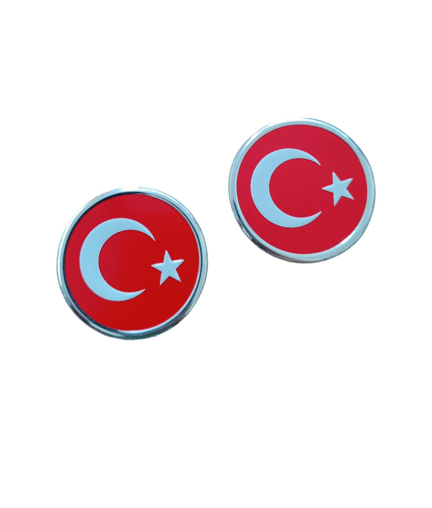 Turkish Flag Round Label Metal Sticker 5cm 2