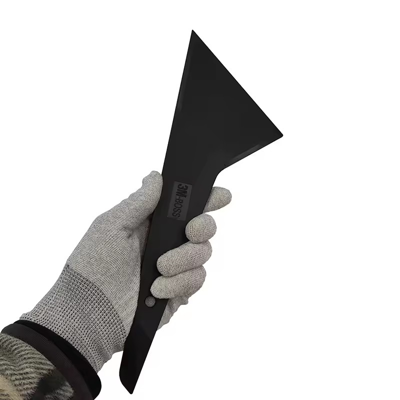 Uzun Saplı Yumuşak Isıya Dayanıklı Köşe Ragle Cam Filmi Çekme Aparatı 30x12cm Siyah