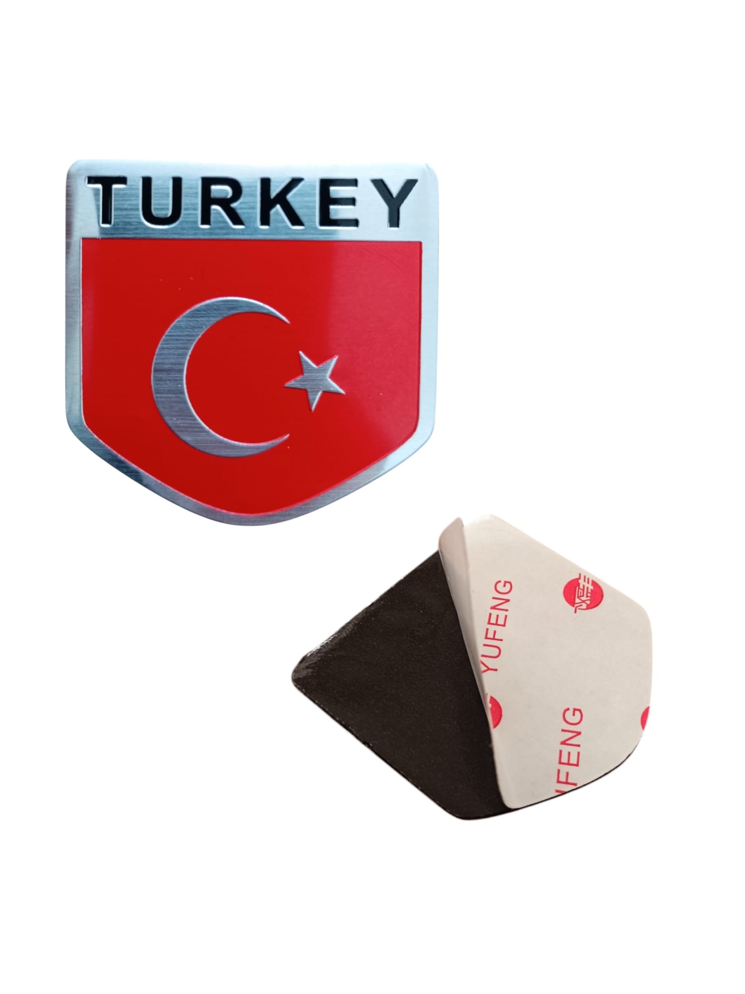 Turkish Flag Turkey Written Label Metal Sticker 5cm