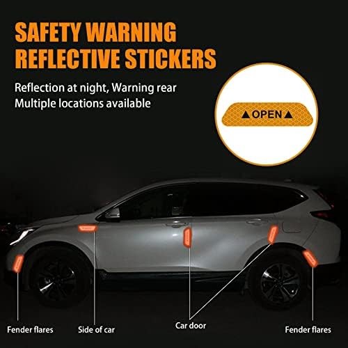 Araba Kapı Açık Uyarı Reflektörü Etiket Sticker 4'lü 9.5x2.5cm Sarı