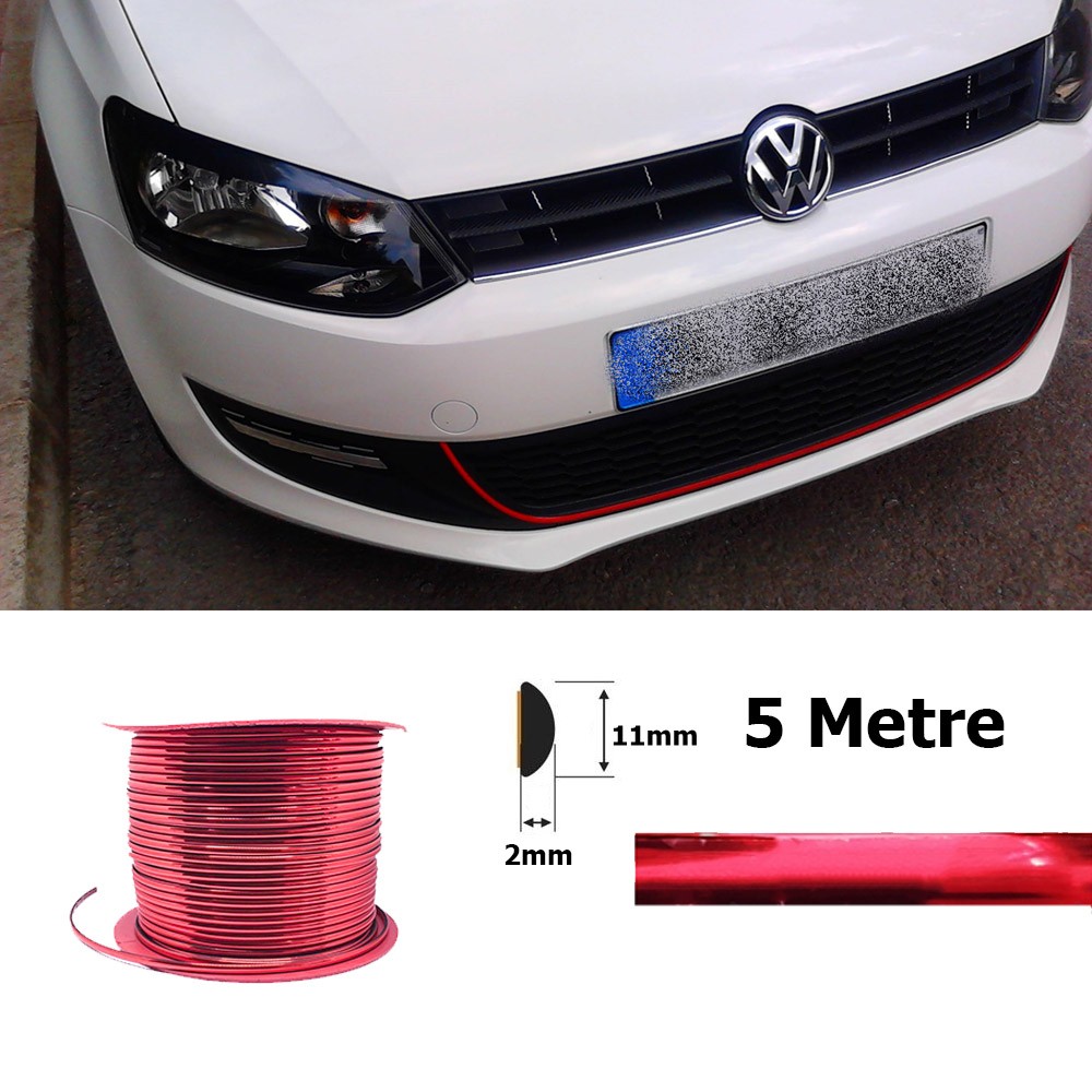 Yapışkanlı Nikelaj Şerit Bant Çıta 11mm 5 Metre Parlak Kırmızı