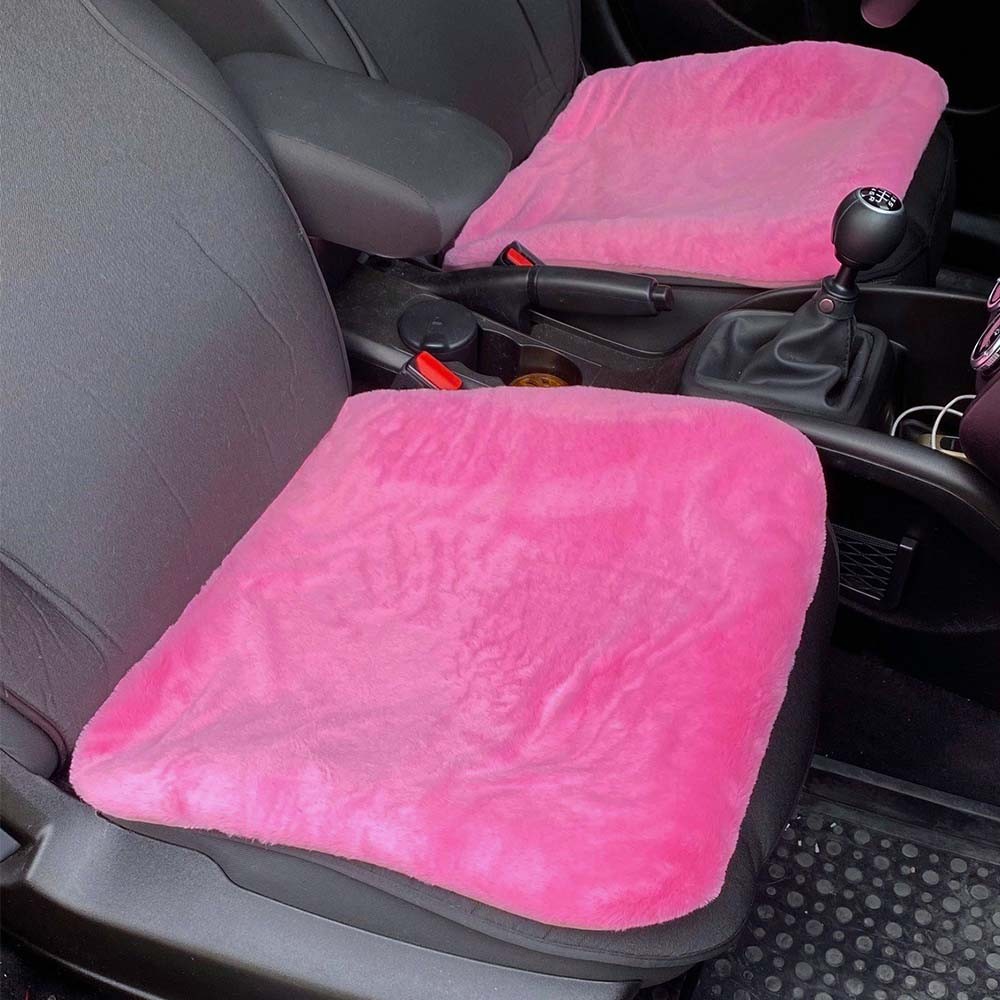 Yumuşak Tüylü Peluş Serme Oto Koltuk Koruyucu Minder Kılıf Ön Arka Şeker Pembe