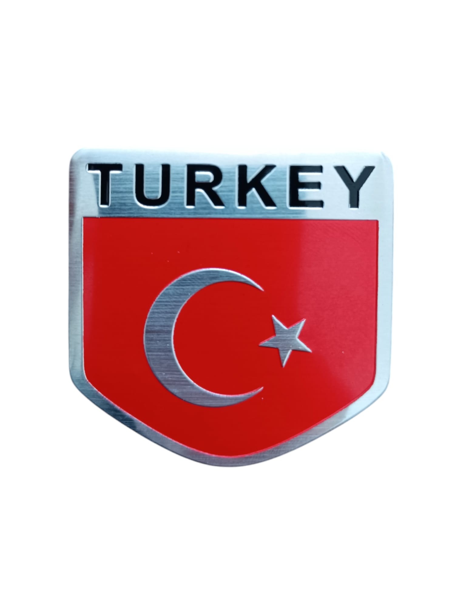 Turkish Flag Turkey Written Label Metal Sticker 5cm