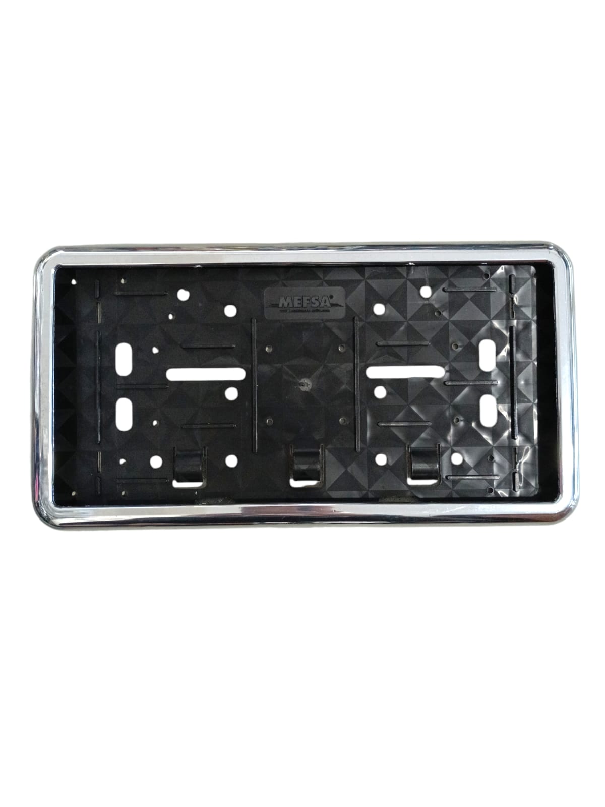 Çerçeveli Dikdörtgen Plakalık Plaka Altlığı Krom Nikelajlı 32X17cm 1 Adet