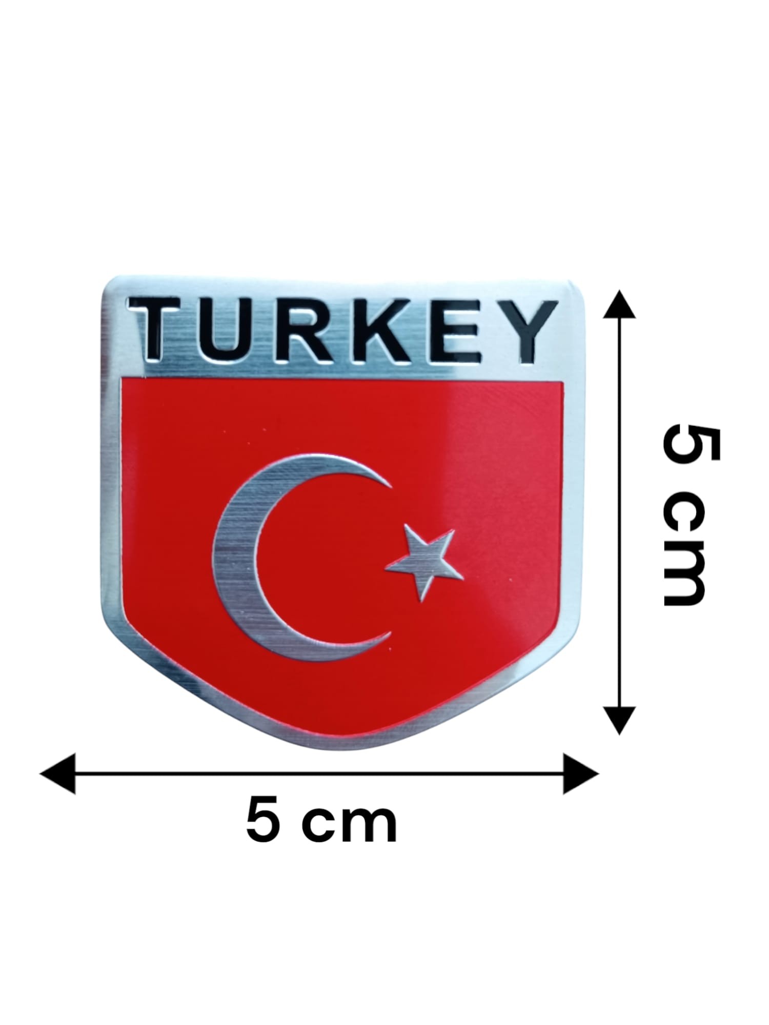 Turkish Flag Turkey Written Label Metal Sticker 5cm