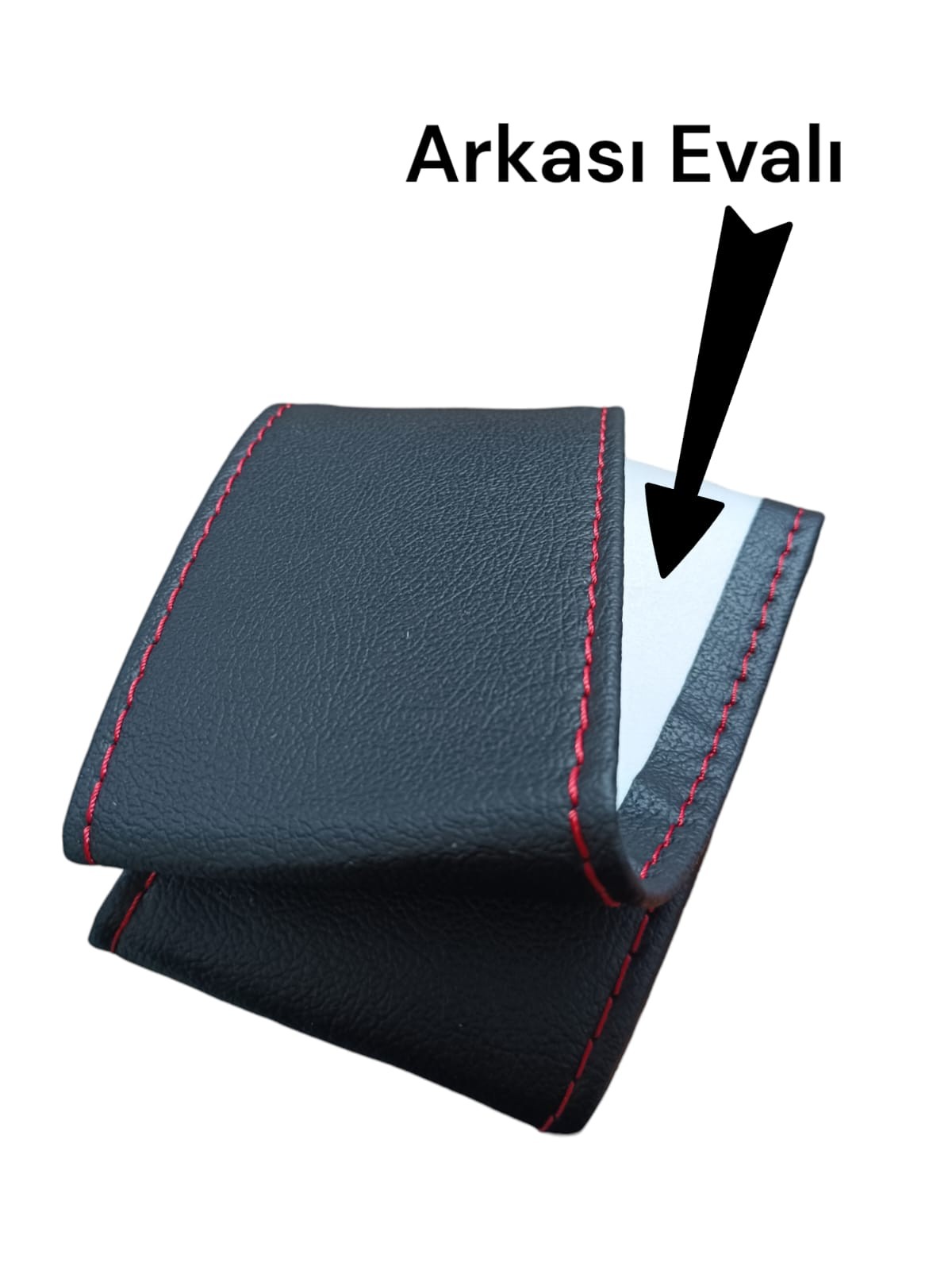 Steering cover leather sewing home model black red 38-40 cm