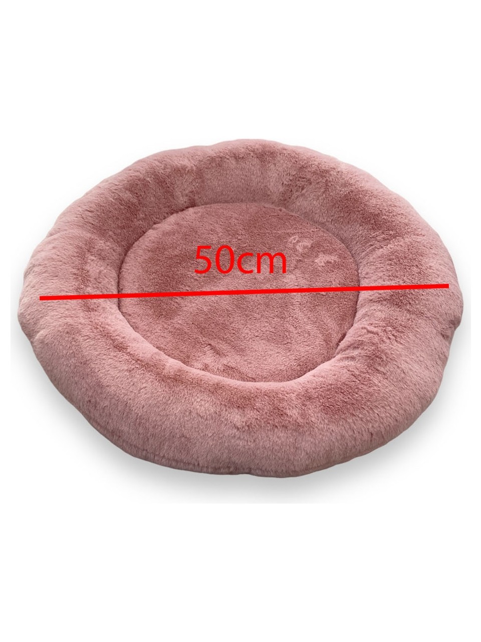 Soft Hair Plush Round Pet Cat Bed Mushion 50cm Powder Pink Pink