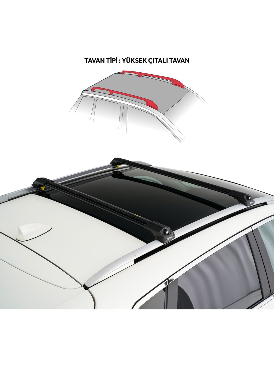 Renault Laguna 2 2001-2007 Uyumlu Turtle Air-1 Full Kit Tavan Ara Atkı Seti 82-82cm Gri