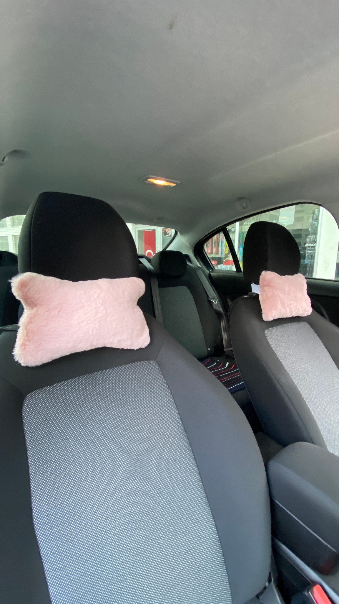Yumuşak Peluşlu Ortopedik Araba Seyahat Boyun Yastığı 2'li Pudra Pembe