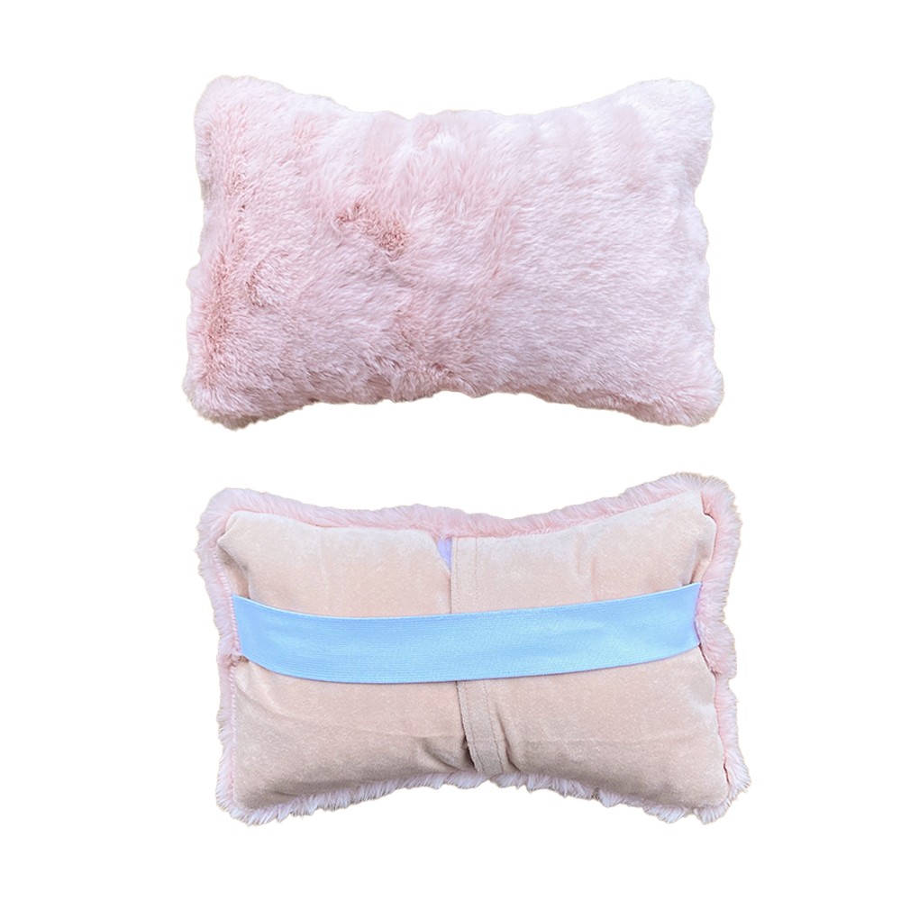 Yumuşak Peluşlu Ortopedik Araba Seyahat Boyun Yastığı 2'li Pudra Pembe