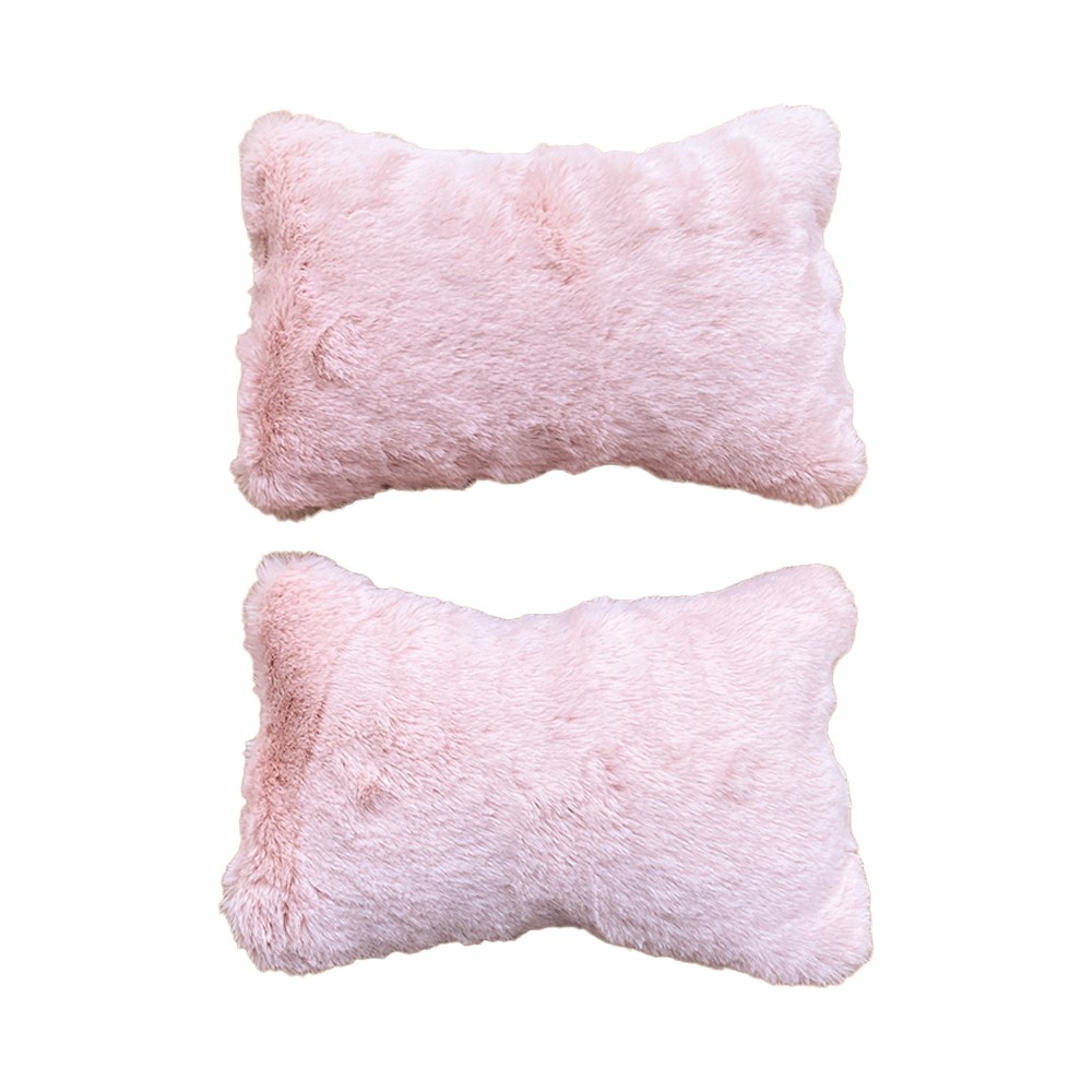 Yumuşak Peluşlu Ortopedik Araba Seyahat Boyun Yastığı 2'li Pudra Pembe