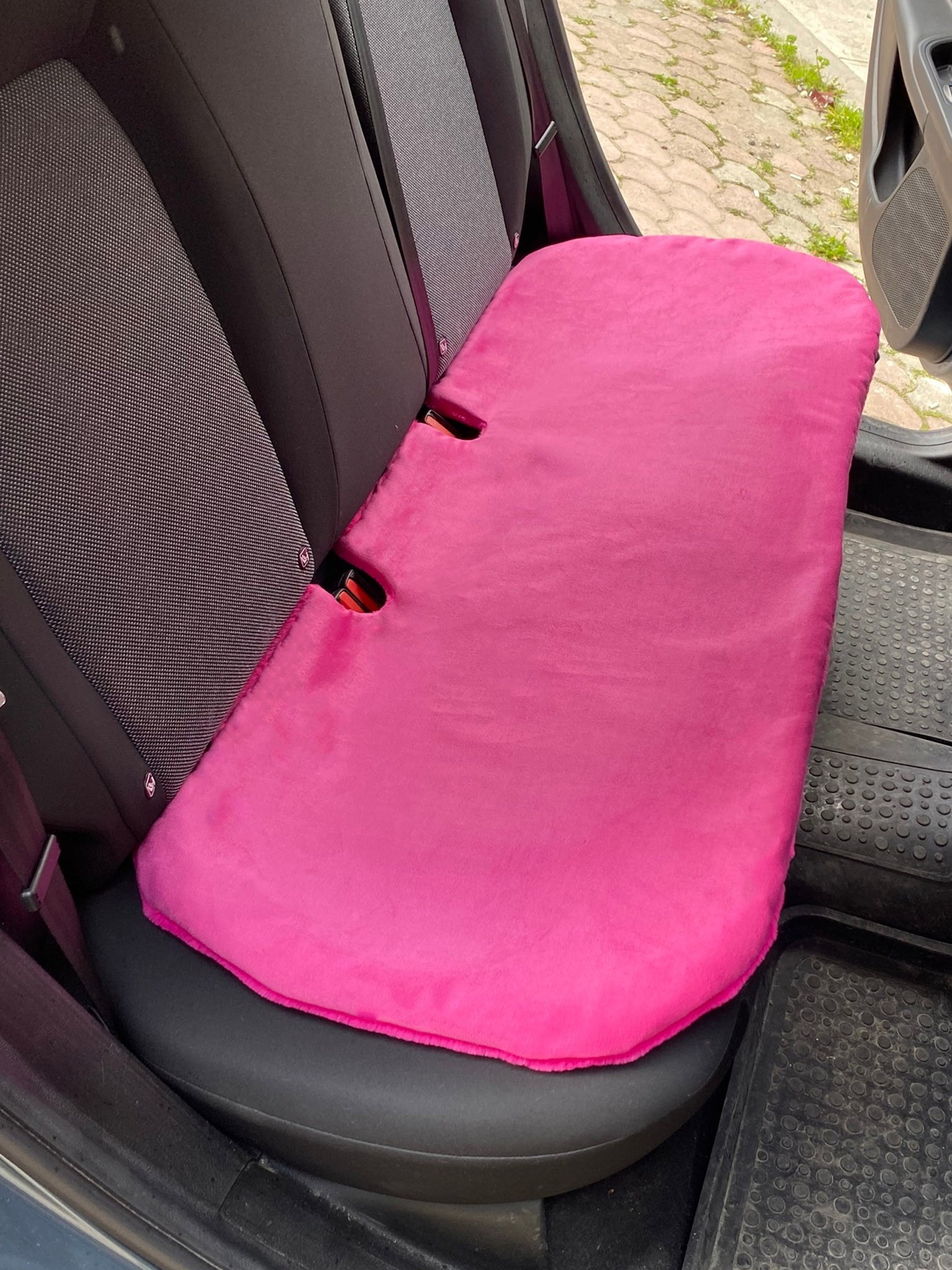 Yumuşak Tüylü Peluş Serme Oto Koltuk Koruyucu Minder Koltuk Kılıfı Ön Arka Fuşya Pembe