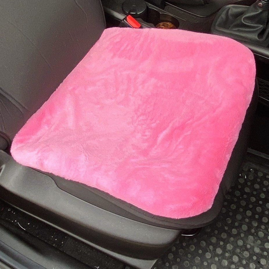 Yumuşak Tüylü Peluş Serme Oto Koltuk Koruyucu Minder Kılıf Ön Arka Şeker Pembe