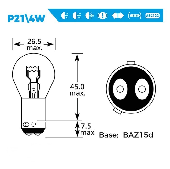 SuperLight BAZ15D/7225 21/5W 12V Halojen Fren Sinyal Ampulü Çift Duy 2 Adet Turuncu