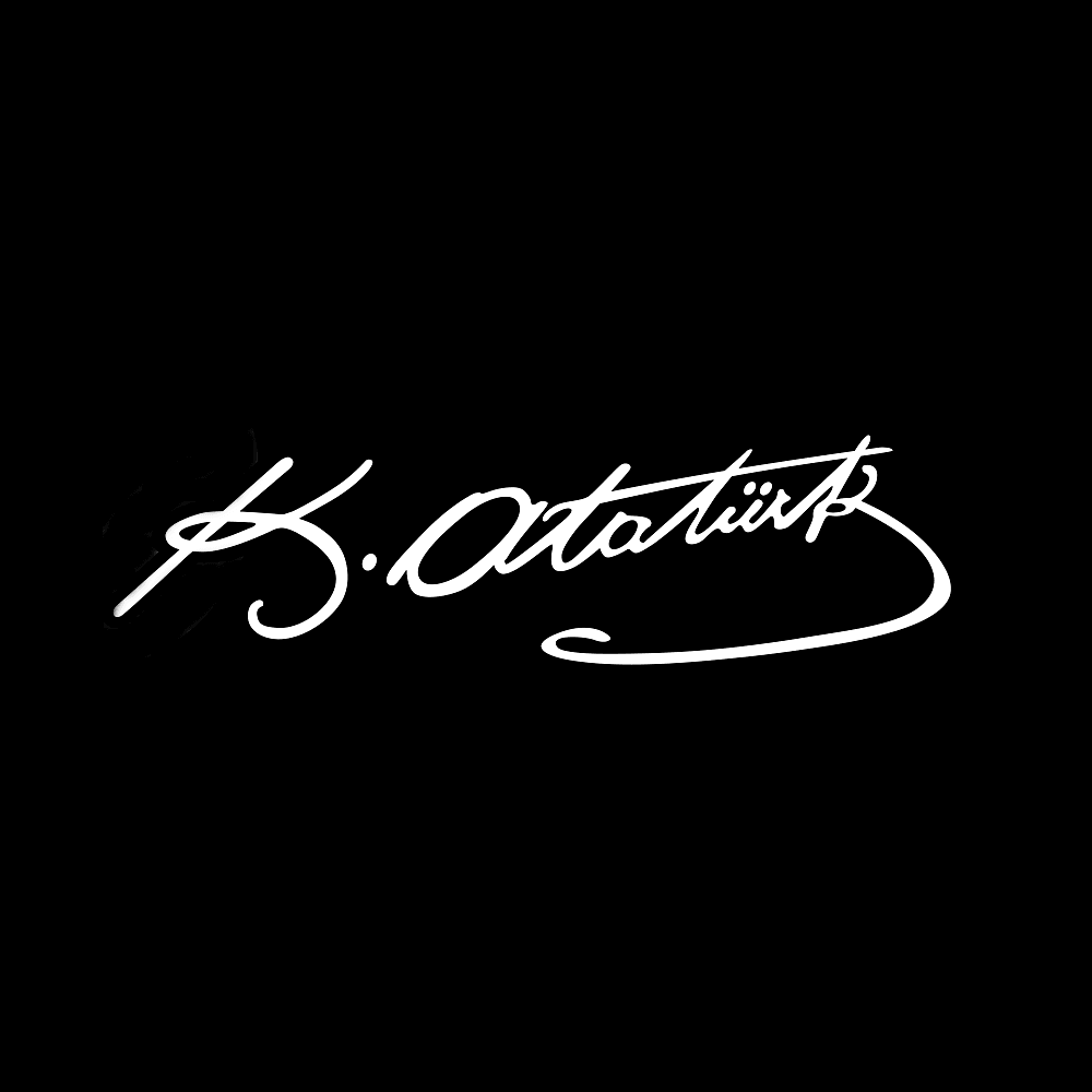 K.Atatürk İmzalı Oto Sticker Beyaz 40x12cm