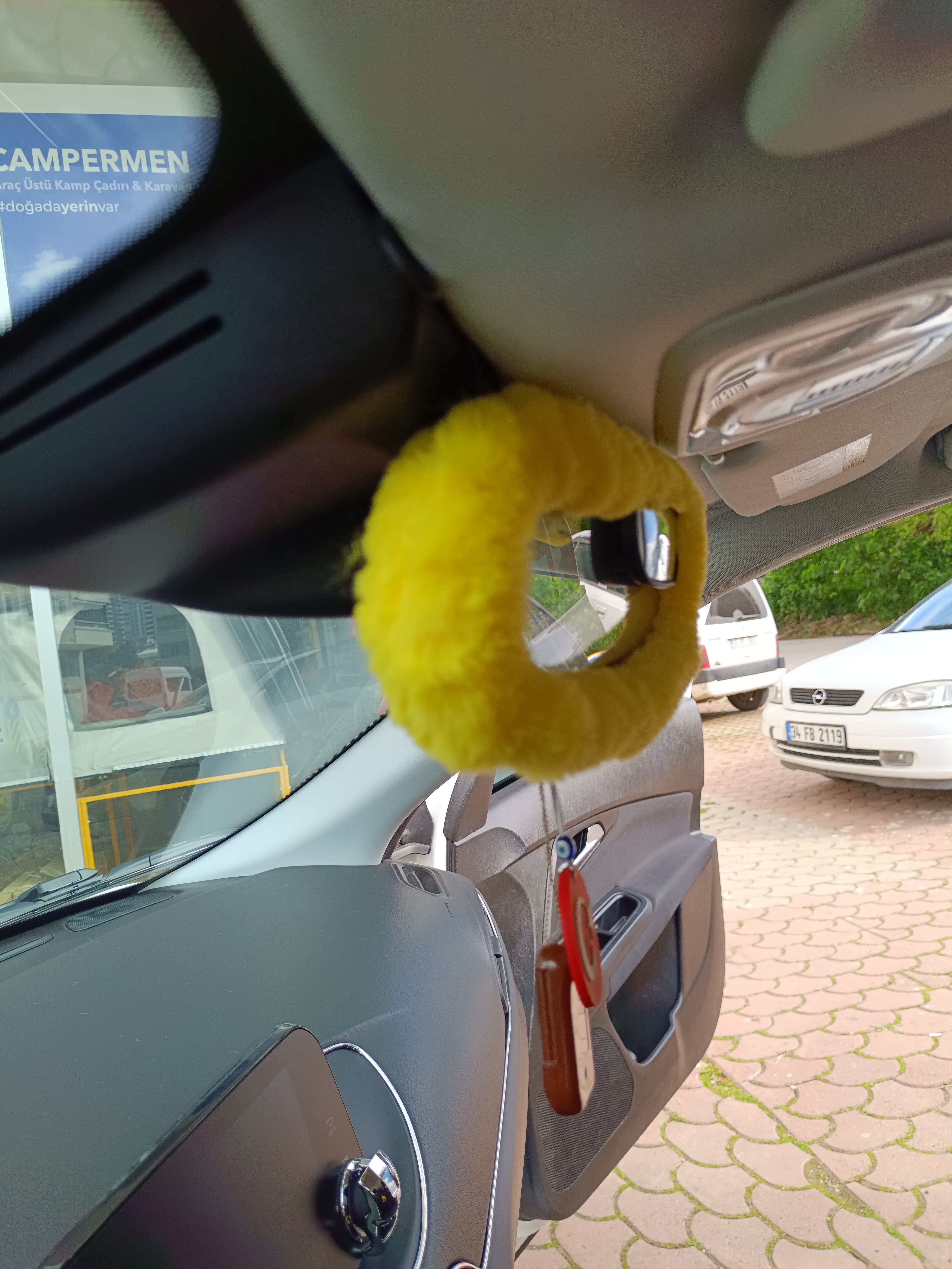 Peluş Dikiz Ayna Kılıfı Süs Sarı