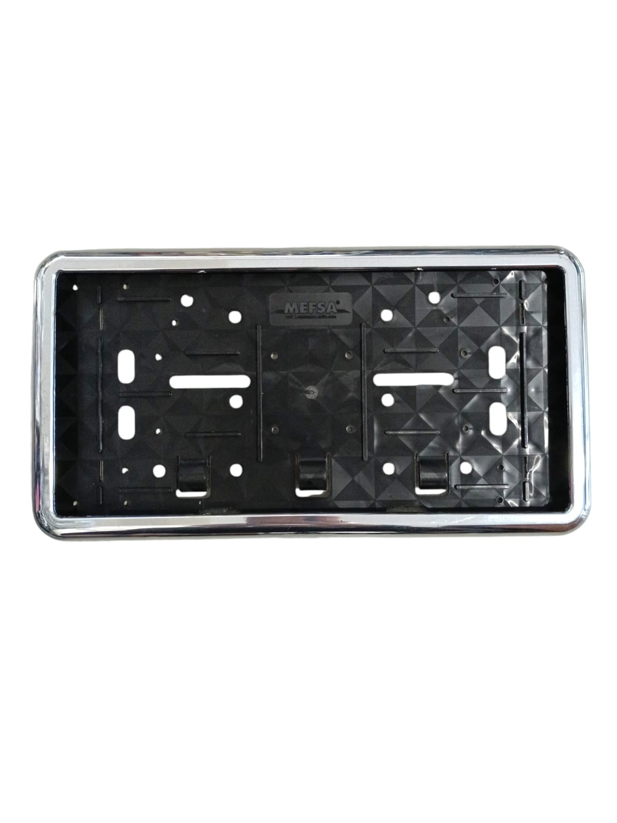 Çerçeveli Dikdörtgen Plakalık Plaka Altlığı Krom Nikelaj 32X17cm 1 Adet