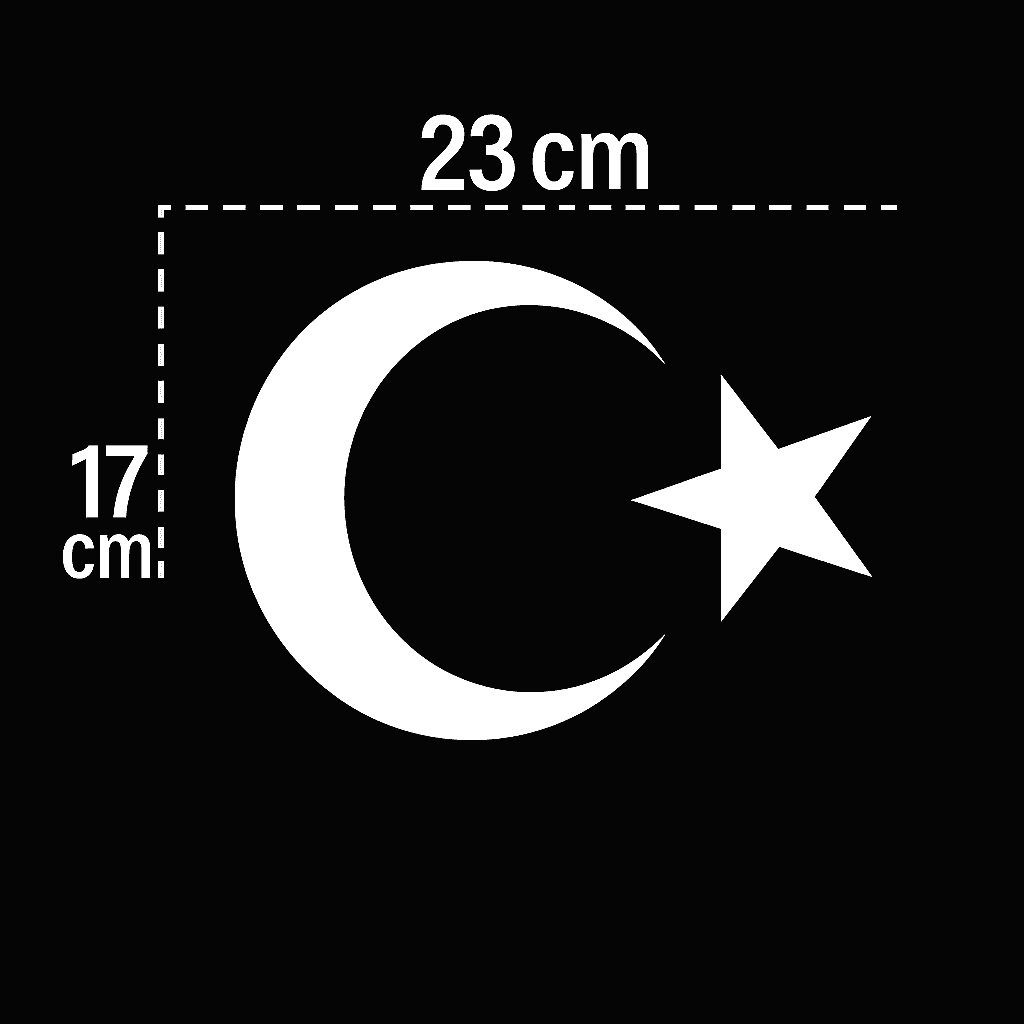 Türk Bayrağı Oto Sticker Beyaz 32X24 cm