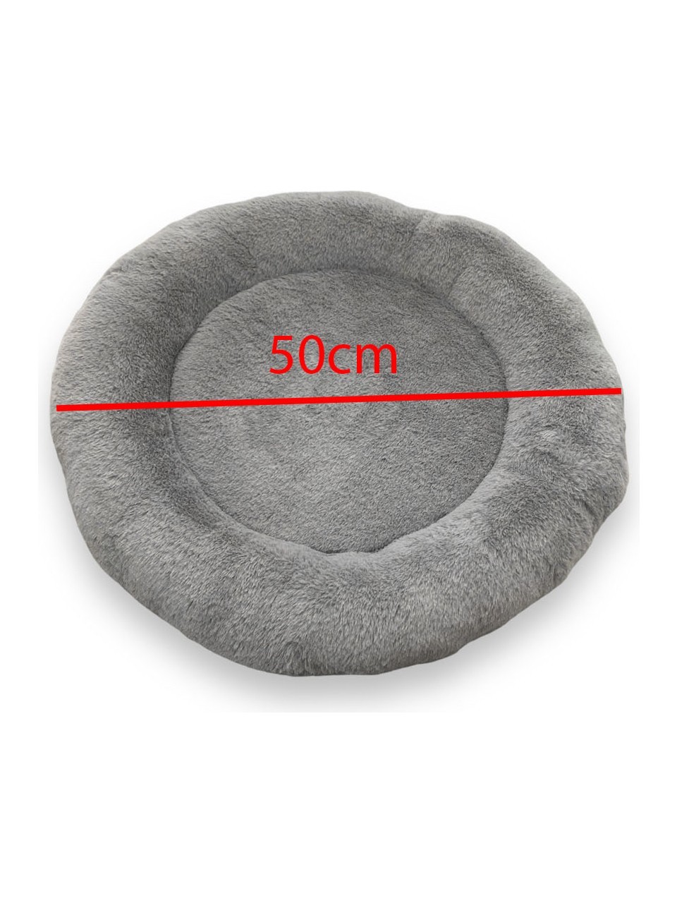 Yumuşak Tüylü Peluş Yuvarlak Evcil Hayvan Kedi Yatağı Minder 50cm Gri