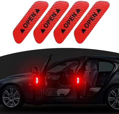 Araba Kapı Açık Uyarı Reflektörü Etiket Sticker 9.5x2.5cm Kırmızı