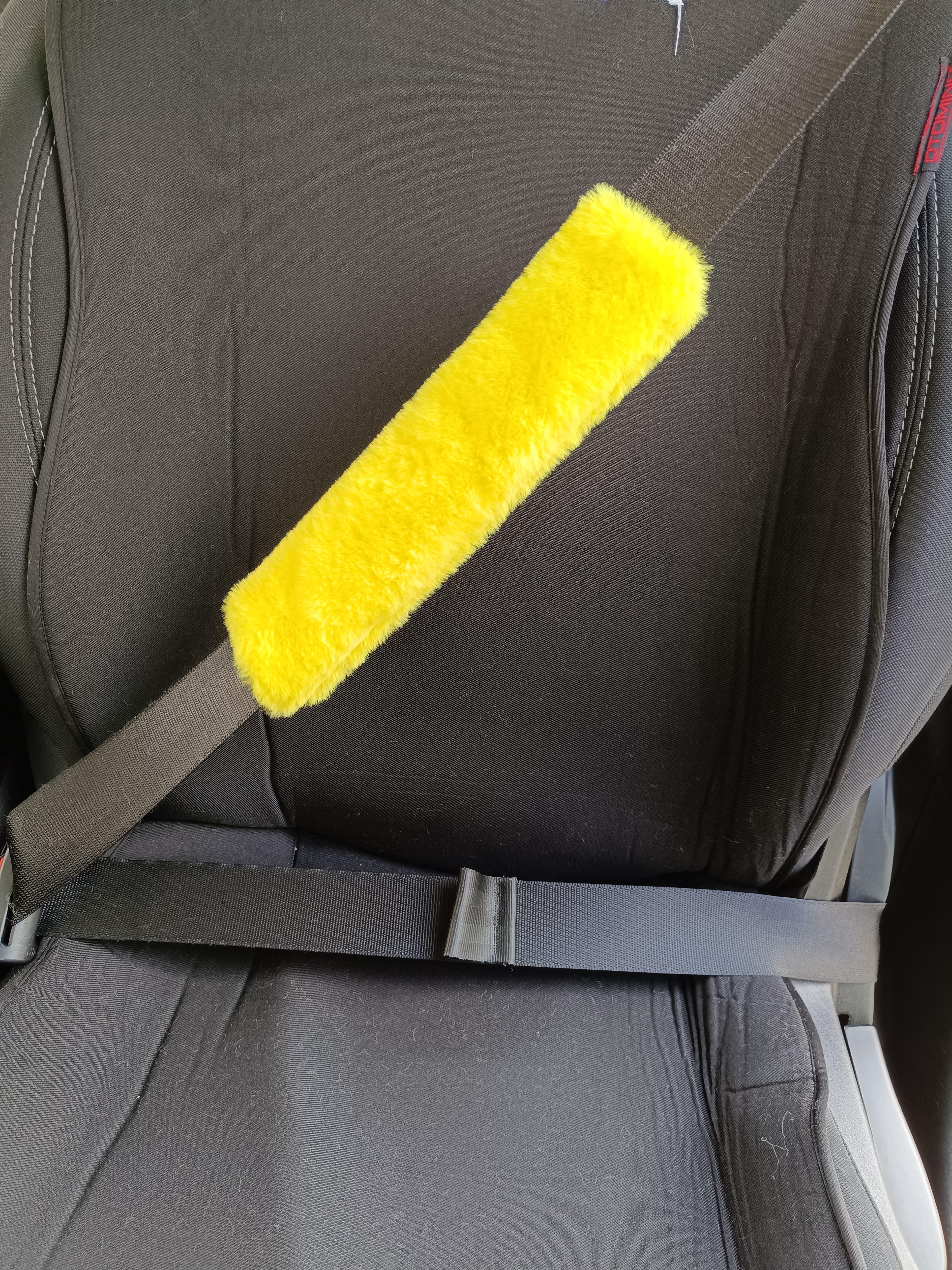 Peluş Seyahat Emniyet Kemer Pedi Kılıfı 2'li Sarı