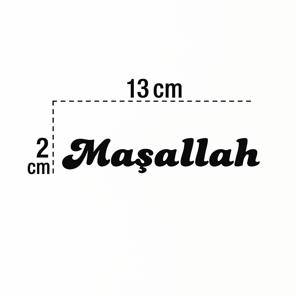 Maşallah Yazılı Oto Sticker Siyah 13x2cm