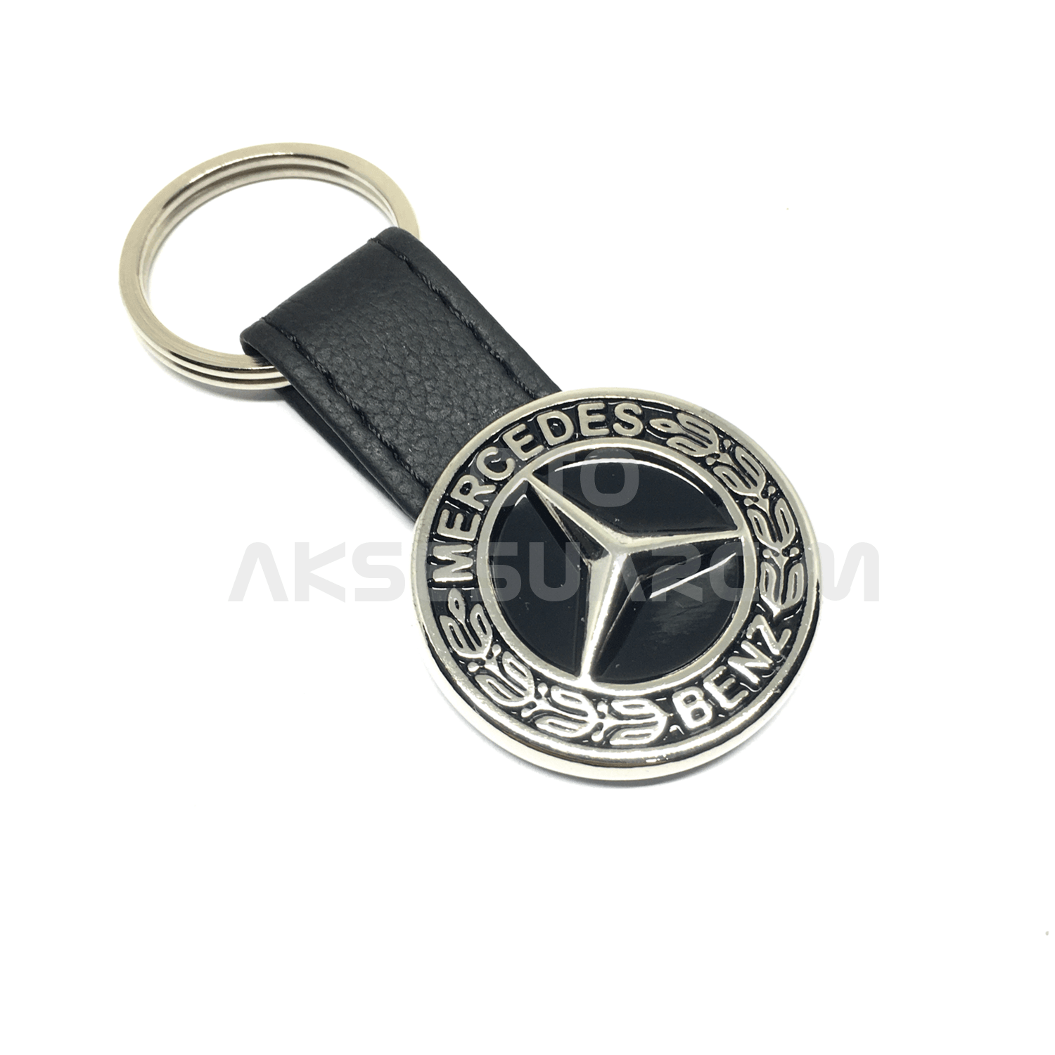 Mercedes Deri Luxury Metal Oto Anahtarlık Siyah