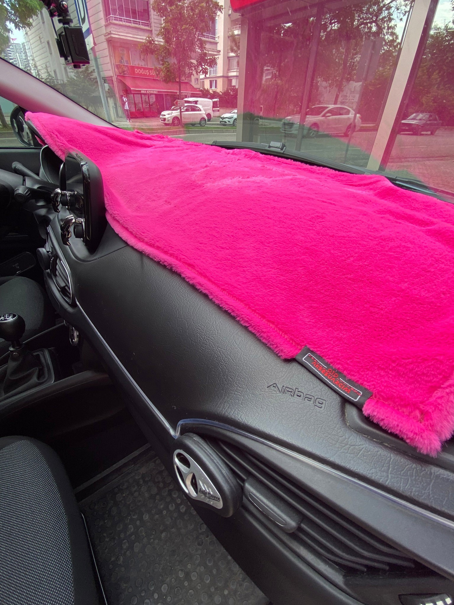 Yumuşak Tüylü Oto Torpido Bagaj Üstü Örtü Peluş Halı Fuşya Pembe 150x40cm