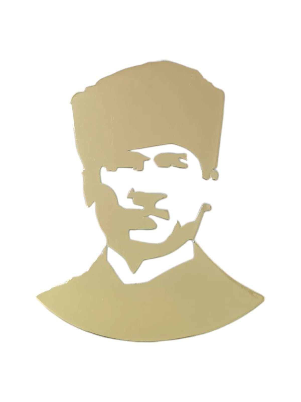 K.Atatürk Silüetli Metal Oto Sticker Gold 7x5cm
