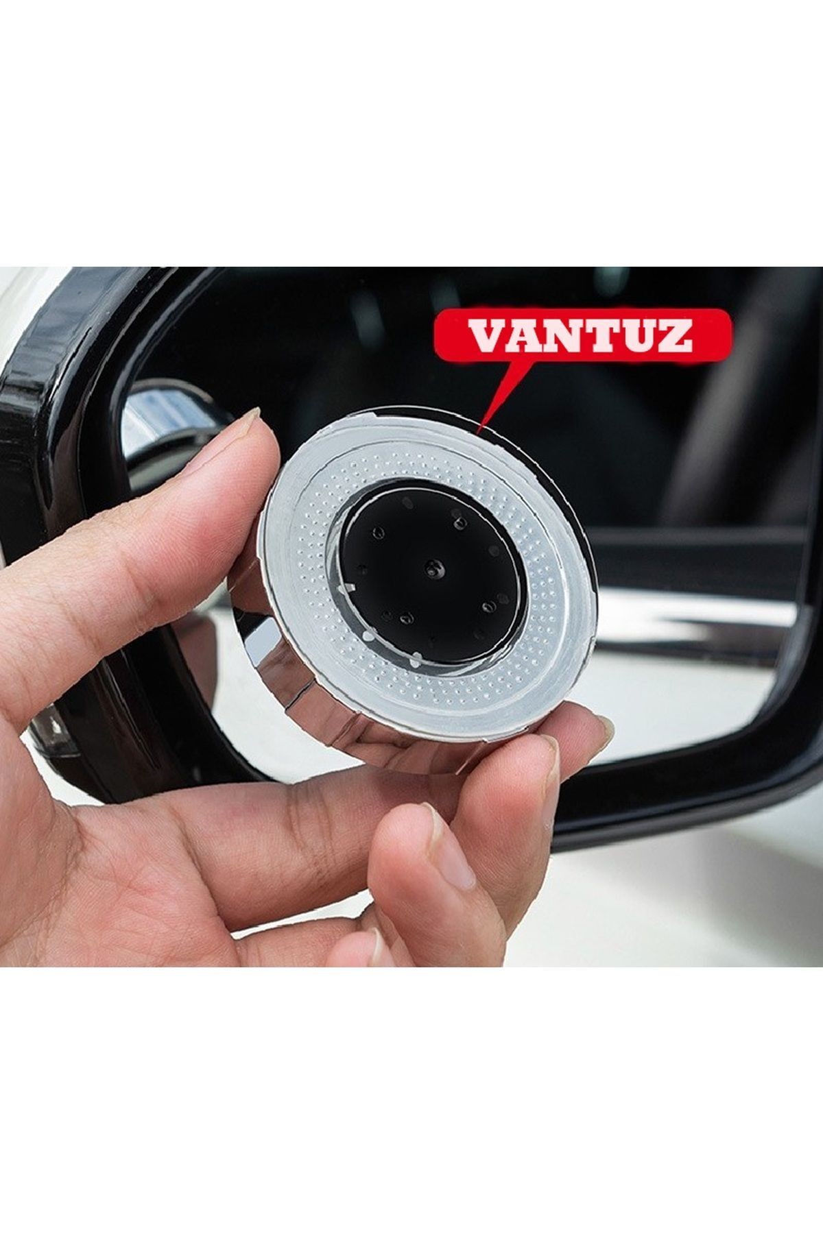 Yuvarlak Dönerli Oto Motosiklet Kör Nokta Aynası Vantuzlu Model 2'li Siyah