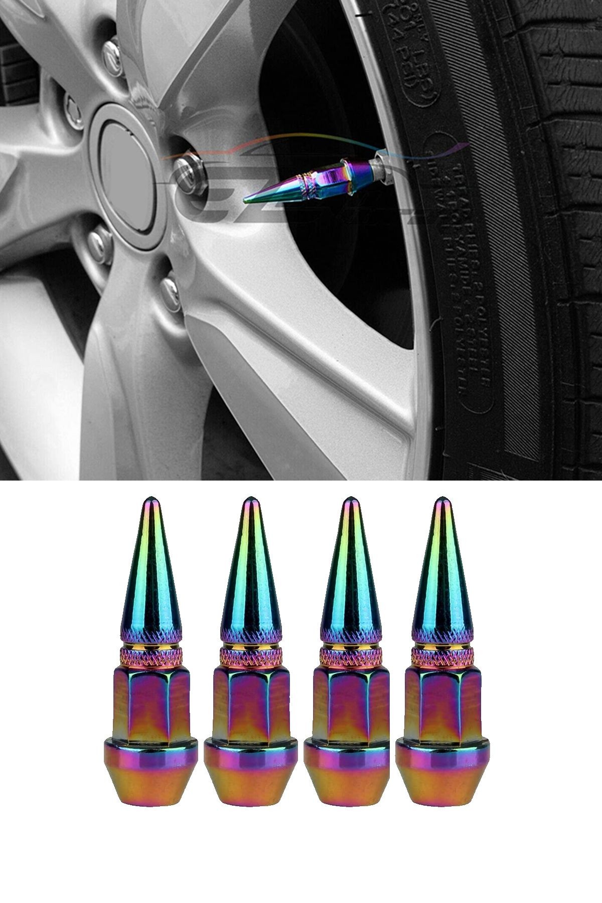 Alüminyum Sivri Sibop Kapağı Bukalemun Colormatic Sibob Kapağı 45mm 4'lü Set