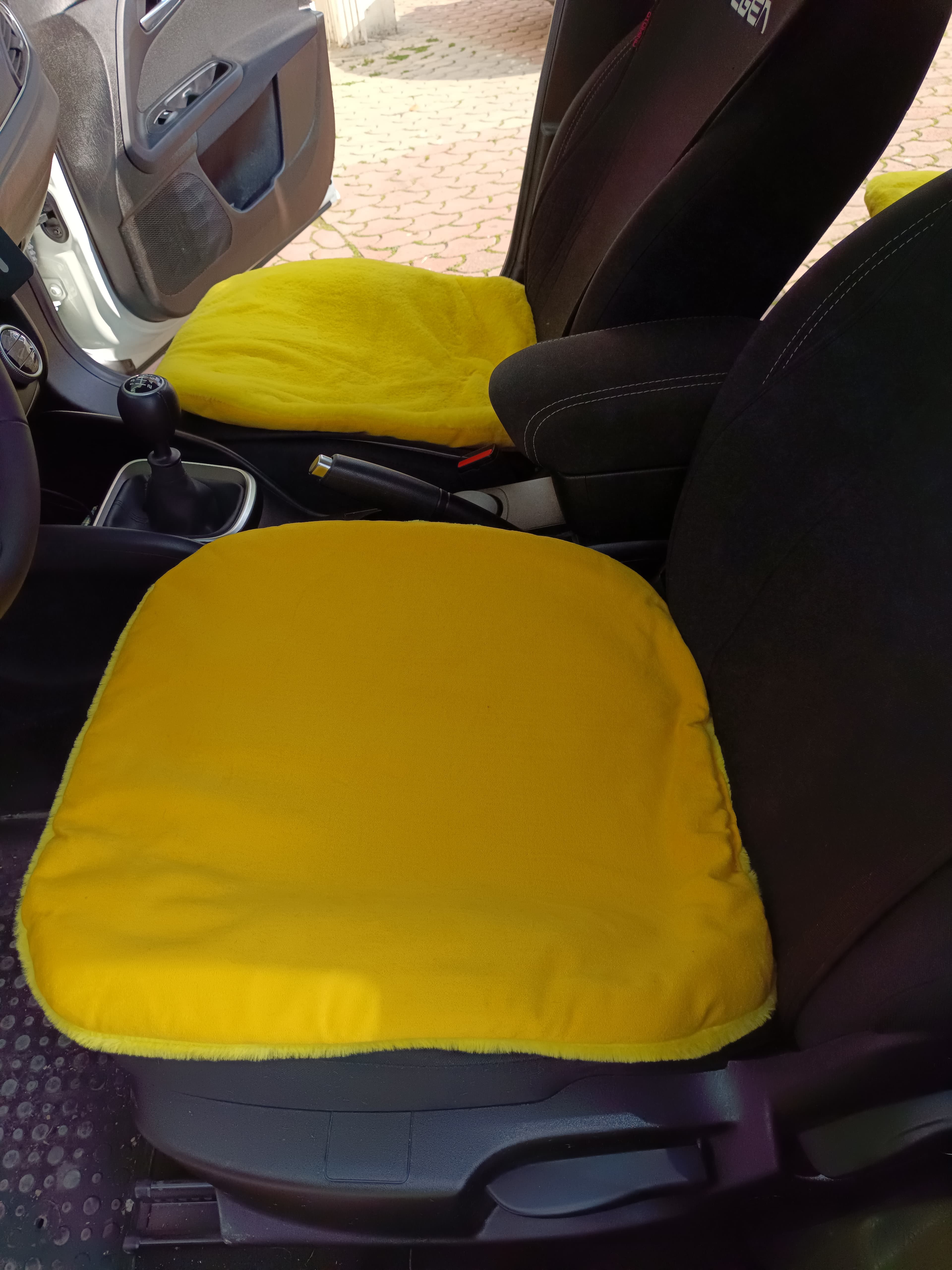 Yumuşak Tüylü Peluş Serme Oto Koltuk Koruyucu Minder Koltuk Kılıfı Ön Arka Sarı
