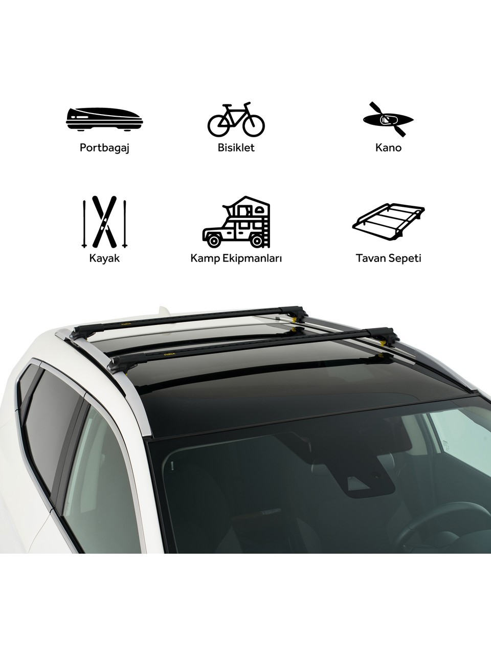 Hyundai Matrix 2001-2010 Uyumlu Turtle Air-1 Full Kit Tavan Ara Atkı Seti 82-82cm Gri