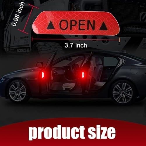 Araba Kapı Açık Uyarı Reflektörü Etiket Sticker 9.5x2.5cm Kırmızı