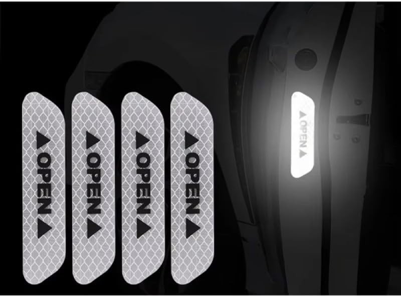 Araba Kapı Açık Uyarı Reflektörü Etiket Sticker 4'lü 9.5x2.5cm Beyaz