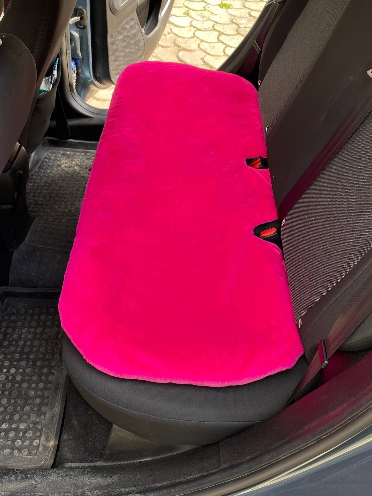 Yumuşak Tüylü Peluş Serme Oto Koltuk Koruyucu Minder Koltuk Kılıfı Ön Arka Fuşya Pembe
