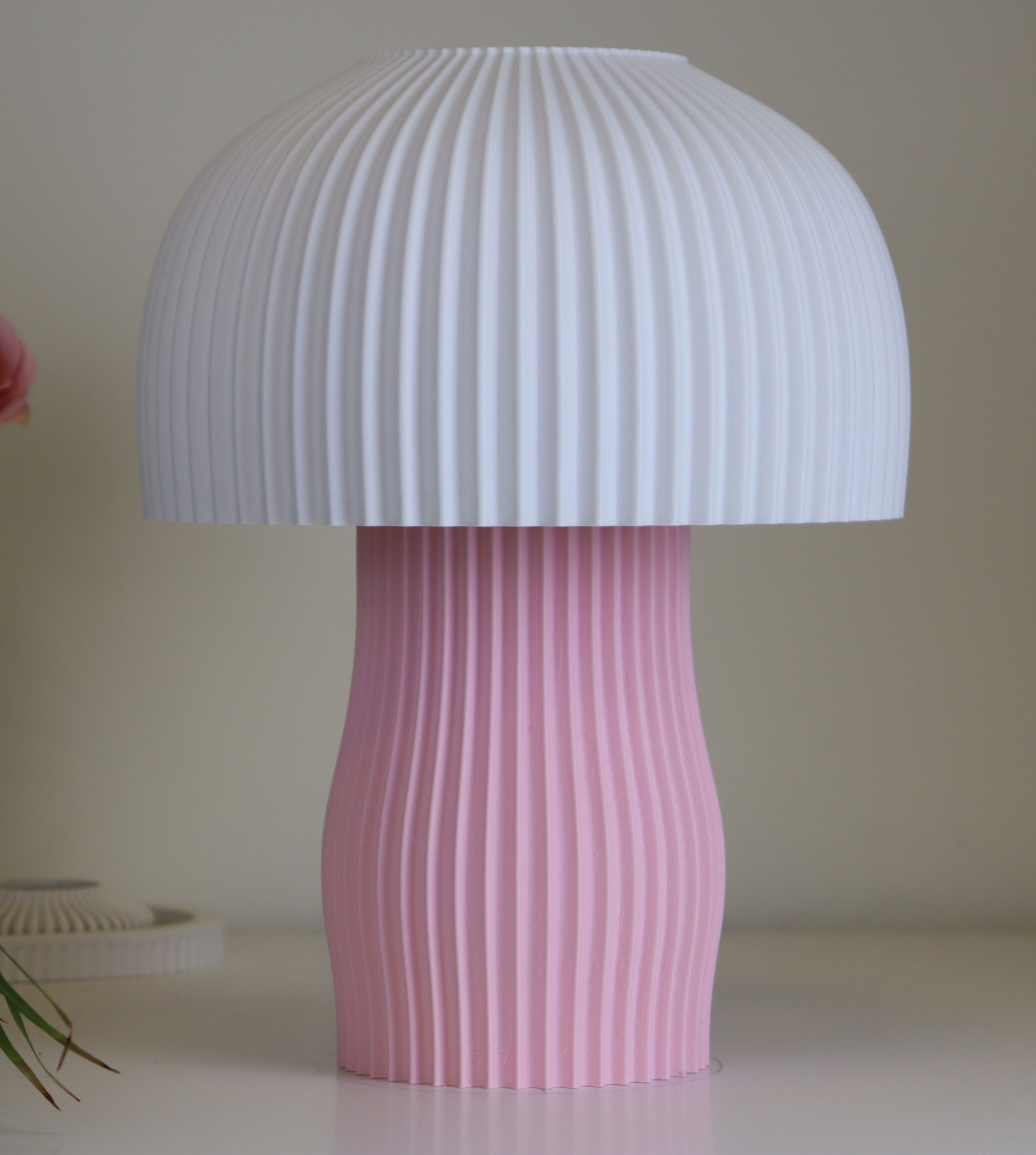 Modern Mantar Pastel Pembe Abajur