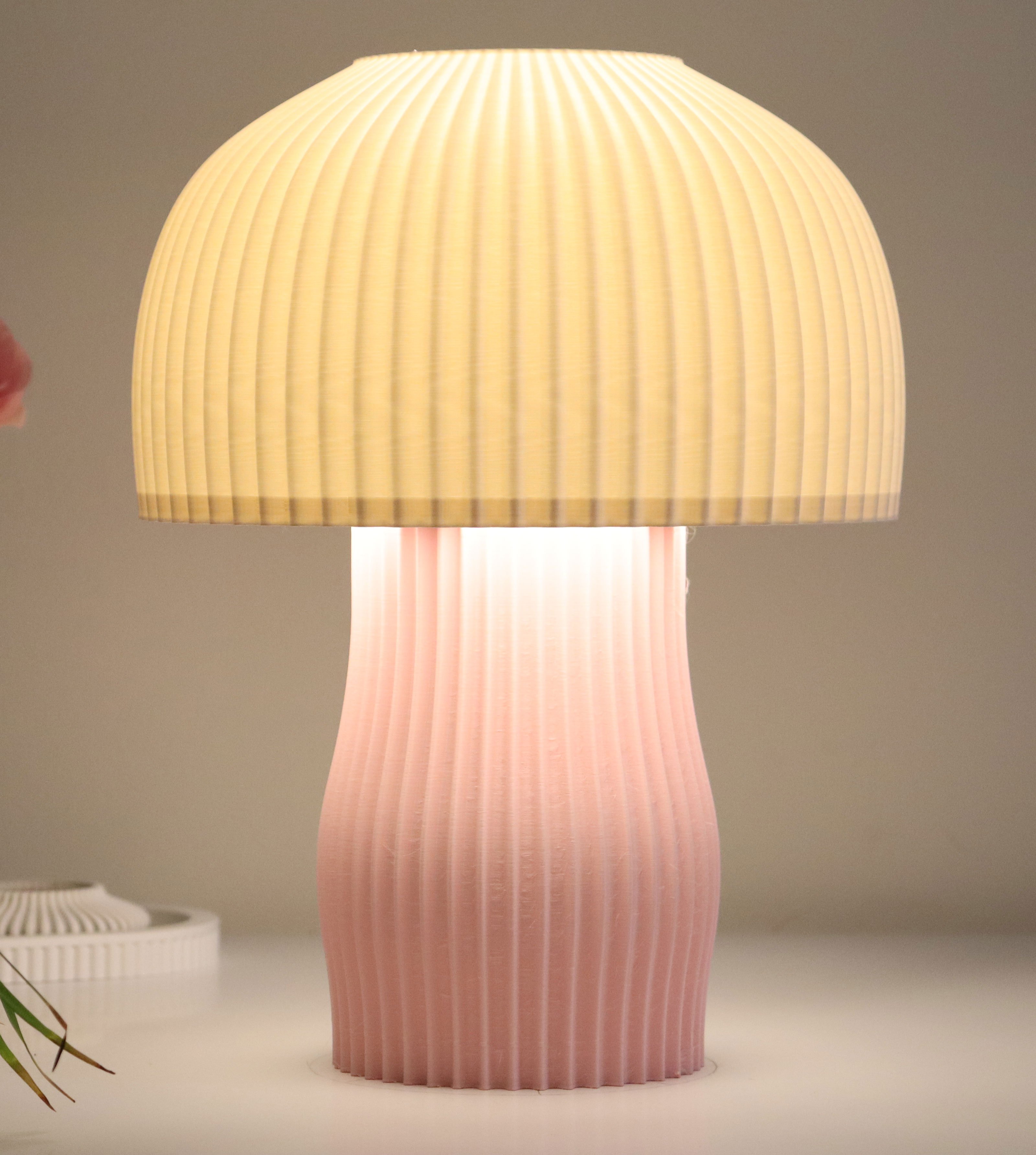 Modern Mantar Pastel Pembe Abajur