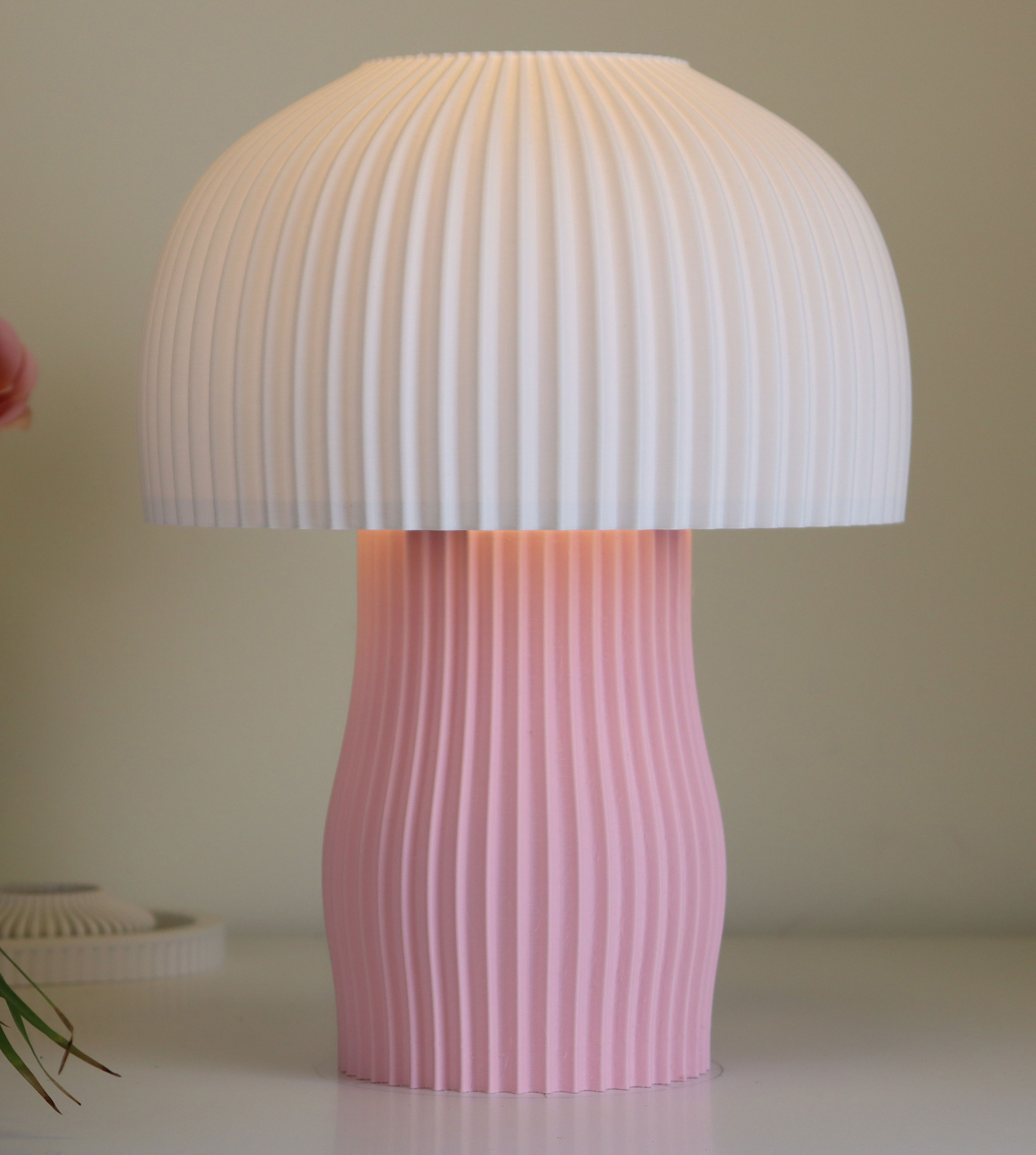 Modern Mantar Pastel Pembe Abajur