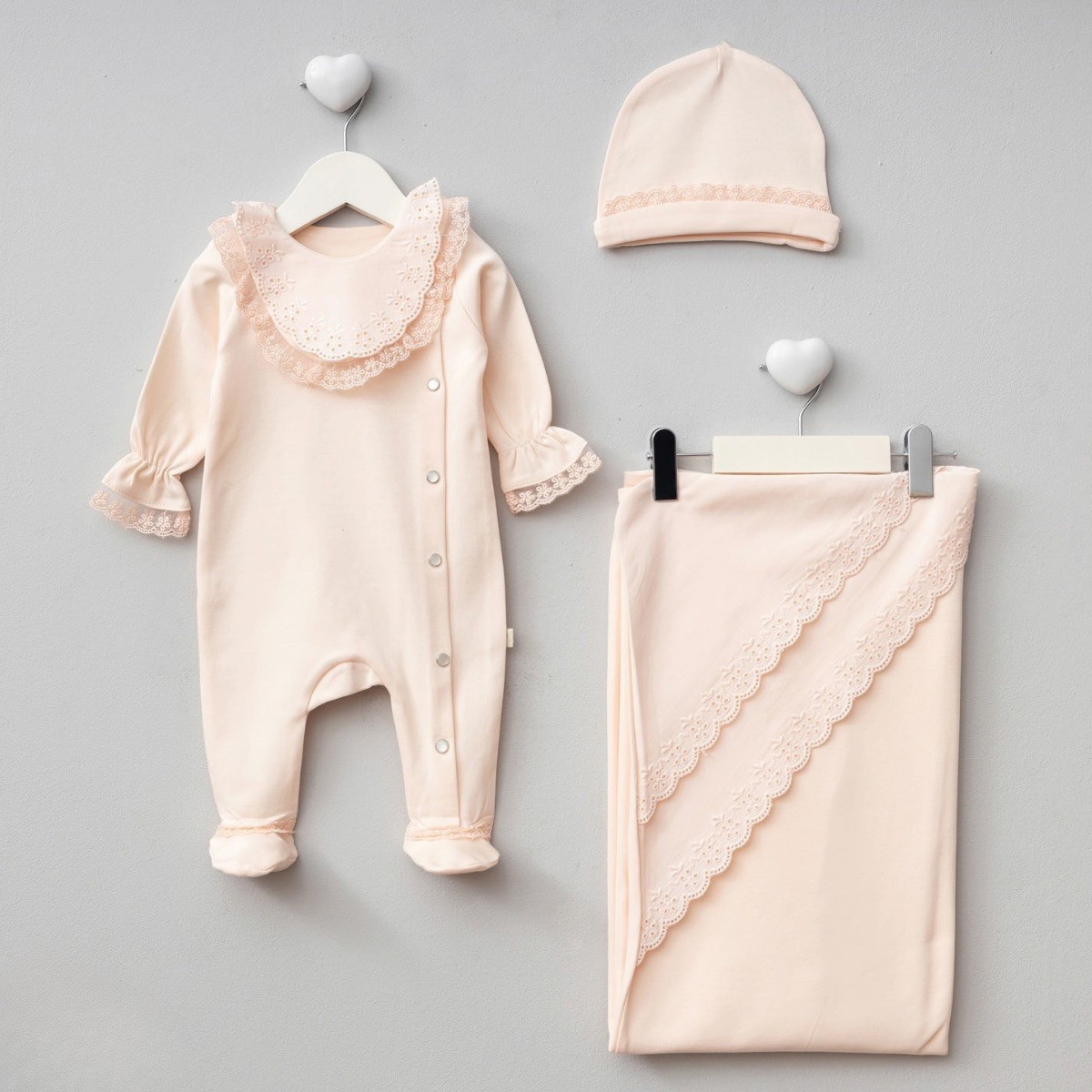 Fistolu Somon Kız Bebek 3’lü Set