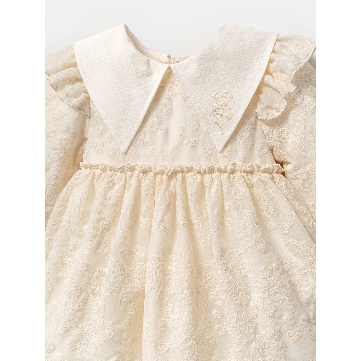 Yakalı Dantel Detaylı Premium Kız Bebek Elbise