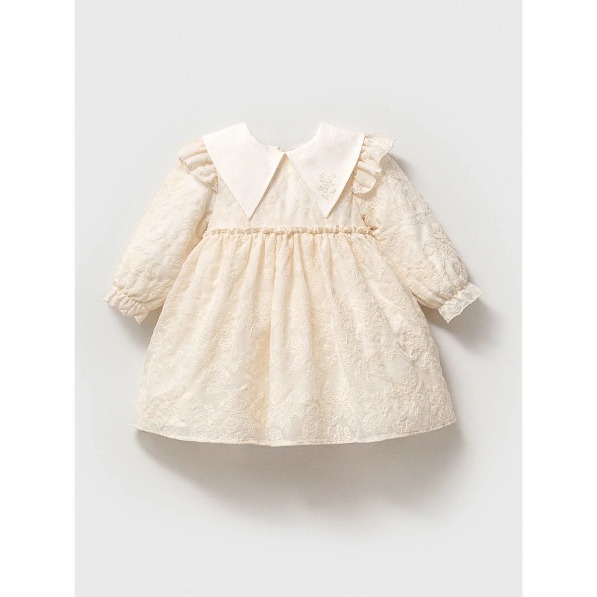 Yakalı Dantel Detaylı Premium Kız Bebek Elbise