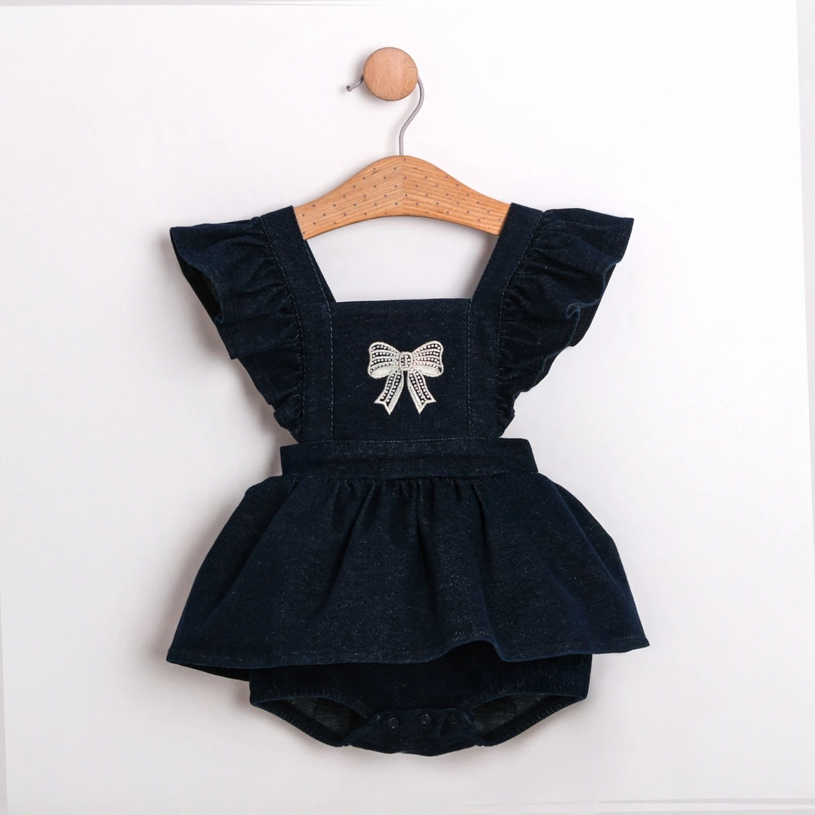 Fiyonk Detaylı Denim Elbise Body 2’li Takım