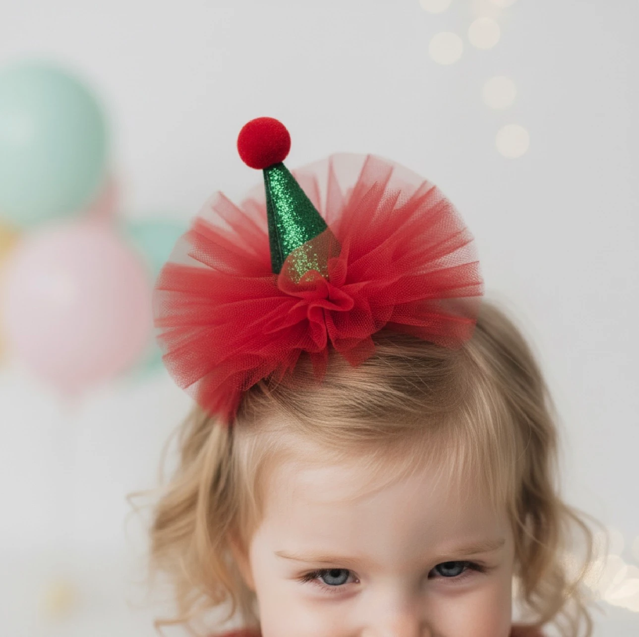 Kız Bebek Yılbaşı Şapkalı Pensli Toka