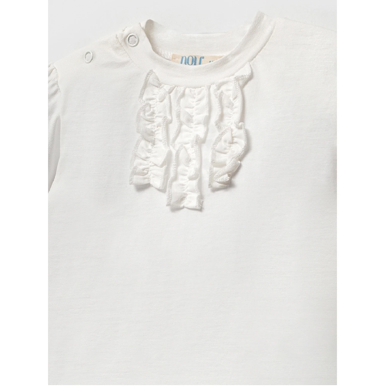 Papatya İşlemeli Kız Bebek Denim Tulum ve Fırfırlı Yakalı Body Takım